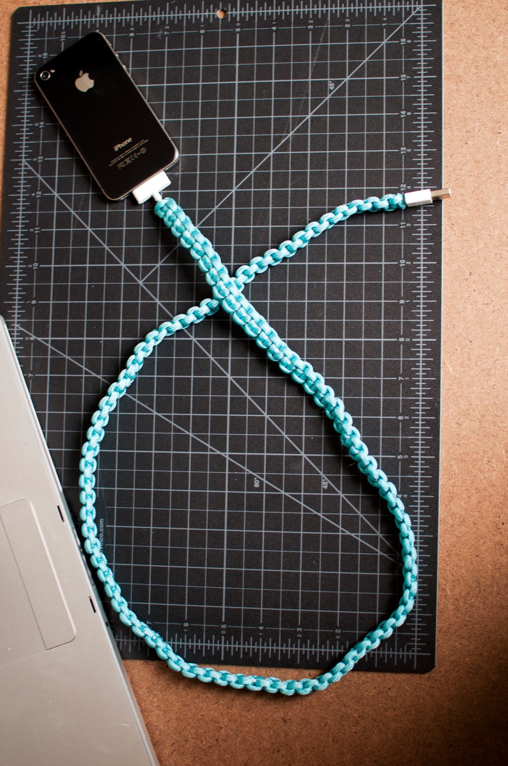 Turquoise iPhone Paracord Cable