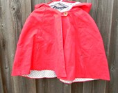 SALE: Red Riding Hood Cape, Toddler Girl Cape, Sizes 5-10
