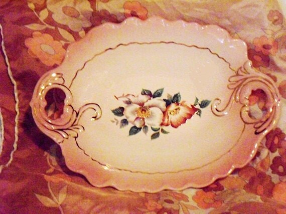 RESERVED Vintage Porcelain Tray Hand Painted Marked Myrle