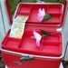 Vintage Suitcase Red Hot Traincase/Luggage/ With Key/Art Case/Mad Men/70s/College Dorm Storage Back to School.
