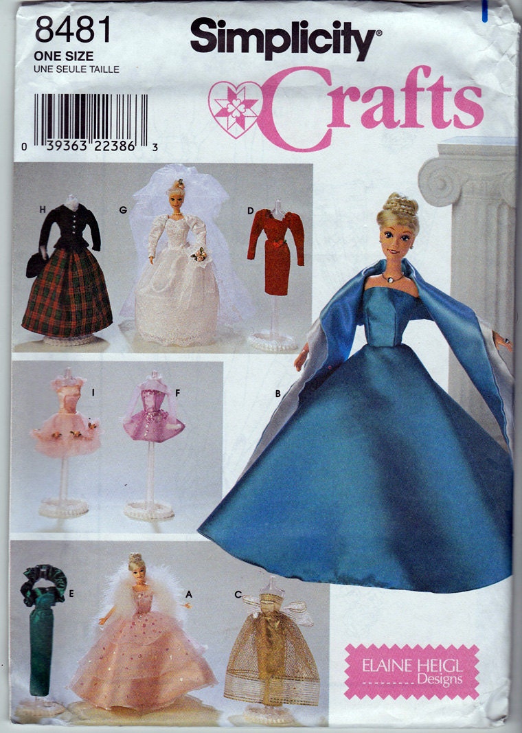 Pattern - Barbie Wedding Dress, Gown Simplicity 8481