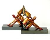 Art Deco Pixie Girl Book Ends Gerda Iro Gerdago JB Hirsch Foundry French Sculpture