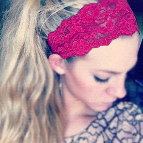 Dark Red - Thick Lace Headband