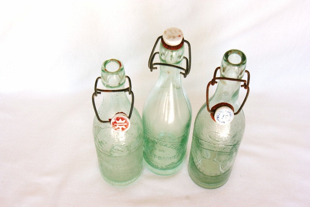French country kitchen blue green glass bottle, summer picnic, 1 vintage soda bottle, retro kitchen, lemonade, French picnic, water carafe