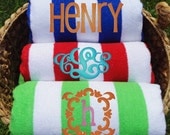 Monogrammed Cabana Stripe Beach Towel