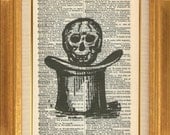 Skull and Top Hat - Printed on Vintage Dictionary Page - Steampunk - BUY 2 GET 1 FREE - Dictionary Art Print - Upcycled Page - Altered Art