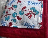 Dr Seuss Thing 1 and Thing 2 Toddler or Large Baby Blanket with Red Dimple Dot Minky