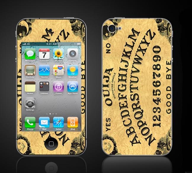 iPhone 4 4S Vinyl Decal - Ouija Board Game - gameboard scary - Wrap Skin Sticker Cover - Free Shipping NOT a HARD CASE- iPhone skin