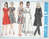 Vintage 1970s Sewing Pattern - Mod Princess Seam Midi, Maxi, or Tunic Dress with Scoop Neck & Pants - Vogue Basic Design 2521, Bust 34