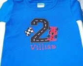 Applique Race Car Track Toddler Number Birthday Colored T-Shirt
