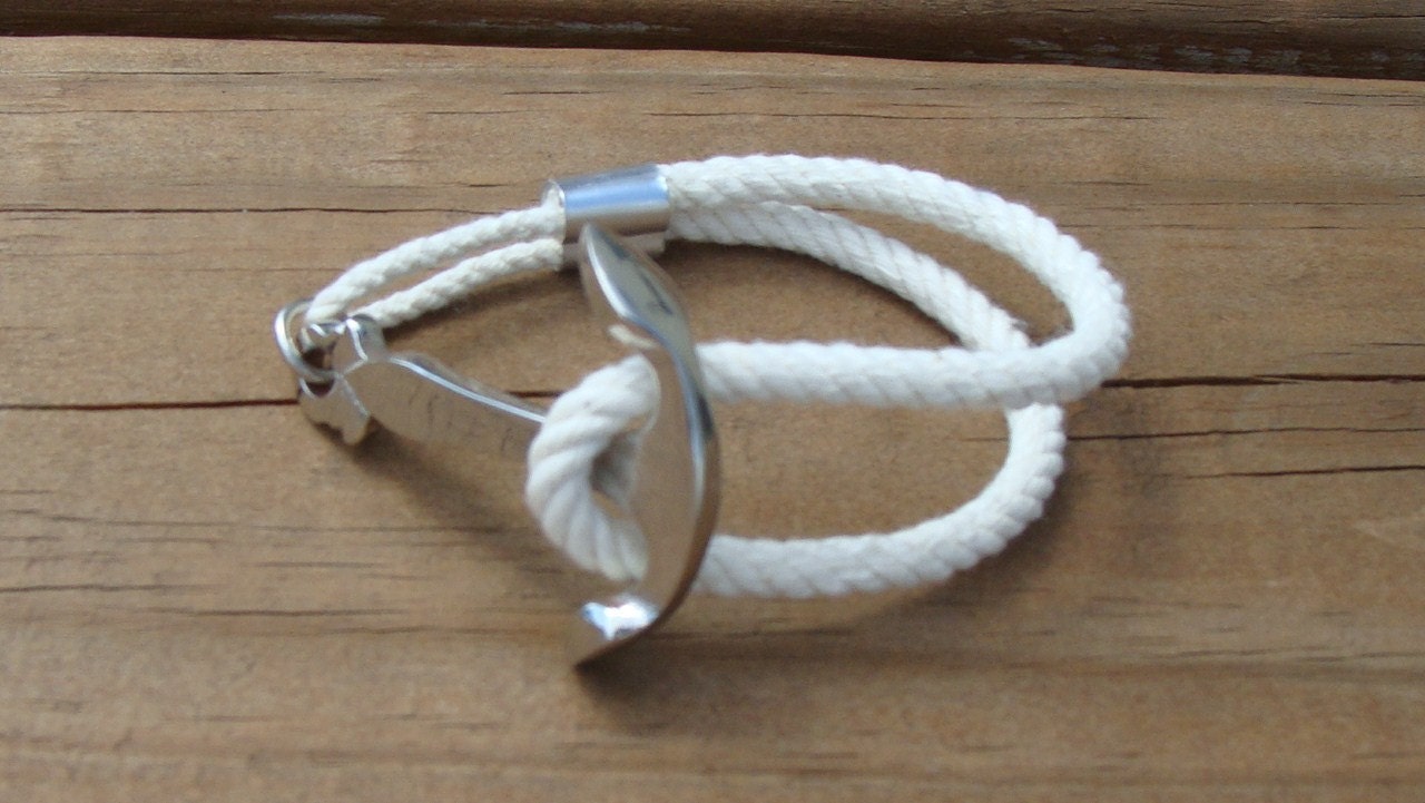 Silver Anchor Rope Bracelet