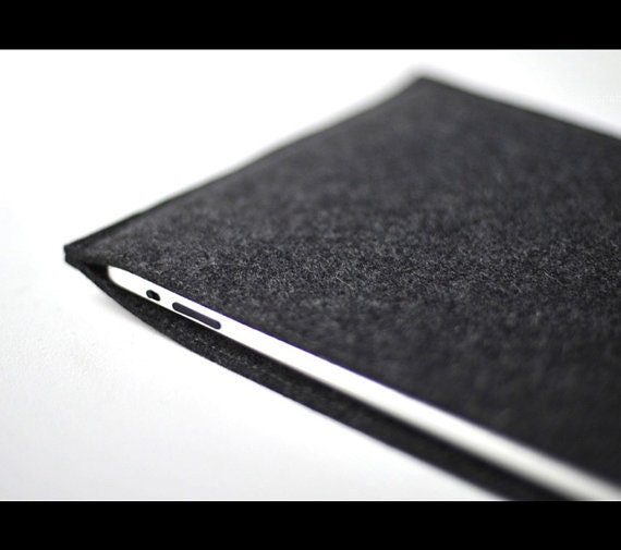 Ipad case charcoal wool felt sleeve