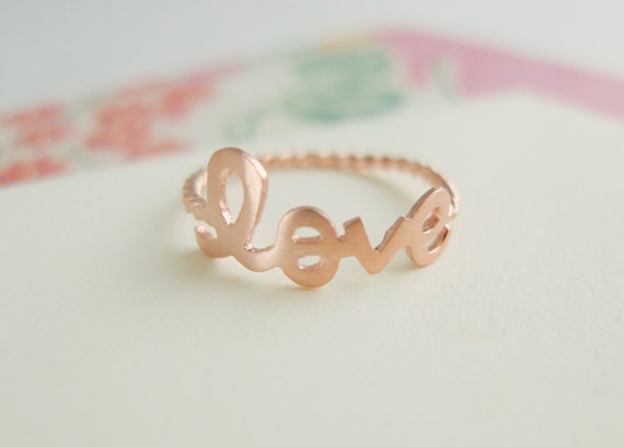 rose gold love ring with twisted ringband us size 5 - 9