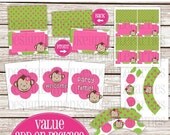 SALE Girl's Mod Monkey Birthday Party Printables - Tent Cards, Party Signs & Cupcake Wrappers Il_170x135