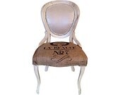 Shabby Chic  Burlap Upholstered Accent Chair