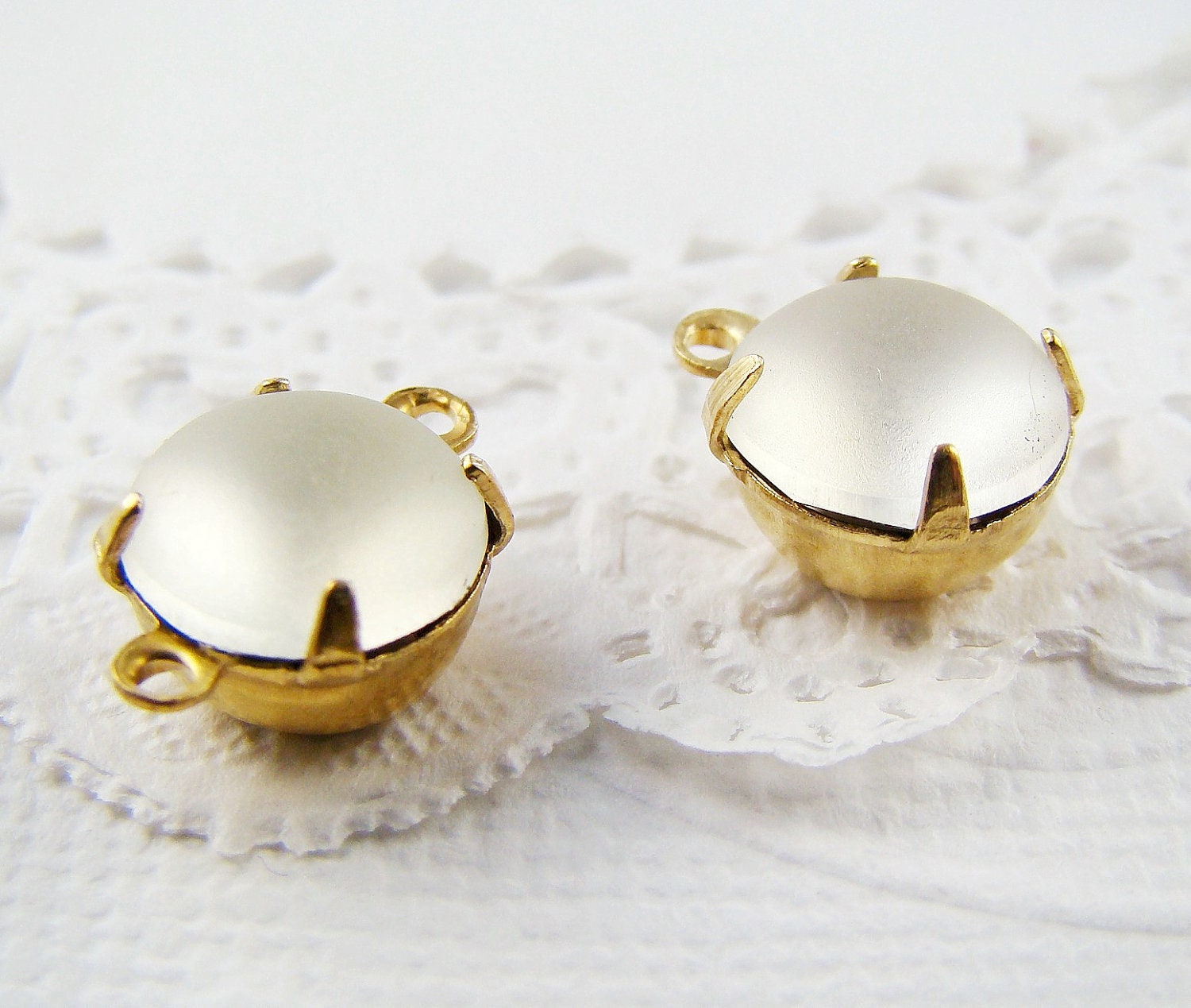 Tiny Vintage Art Deco Czech White Glass Button Mix 9mm (11 buttons)