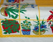 Cheery Yellow & White Vintage Tablecoth