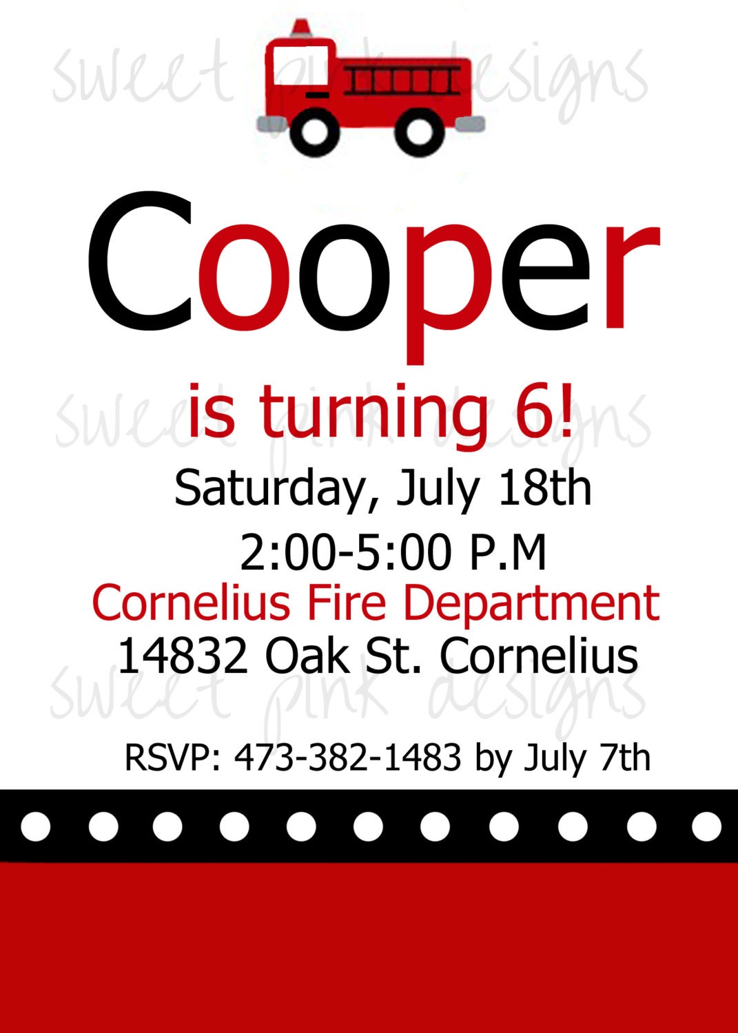 Firetruck Collection- Printable Invitation