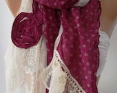 Shabby Chic - Georgeus  Scarf   Elegance  Scarf    Feminine  Scarf....Cotton and Tulle fabric...