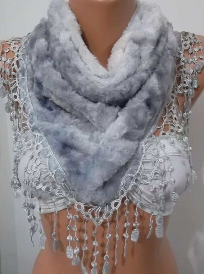 Mothers Day Gift Elegant and Classy   - light gray Fur scarf/shawl