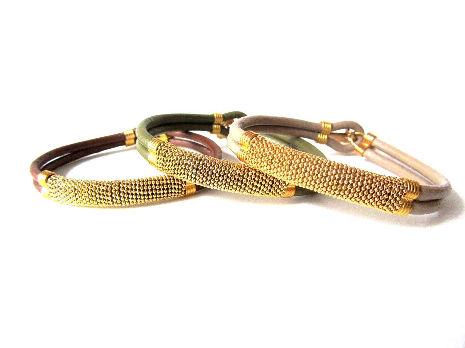 new blue elegant leater bracelets with gold chain
