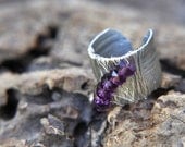 AFRODITE - Ring Silver Wire Aluminum Wrapped Handmade Crystals Purple