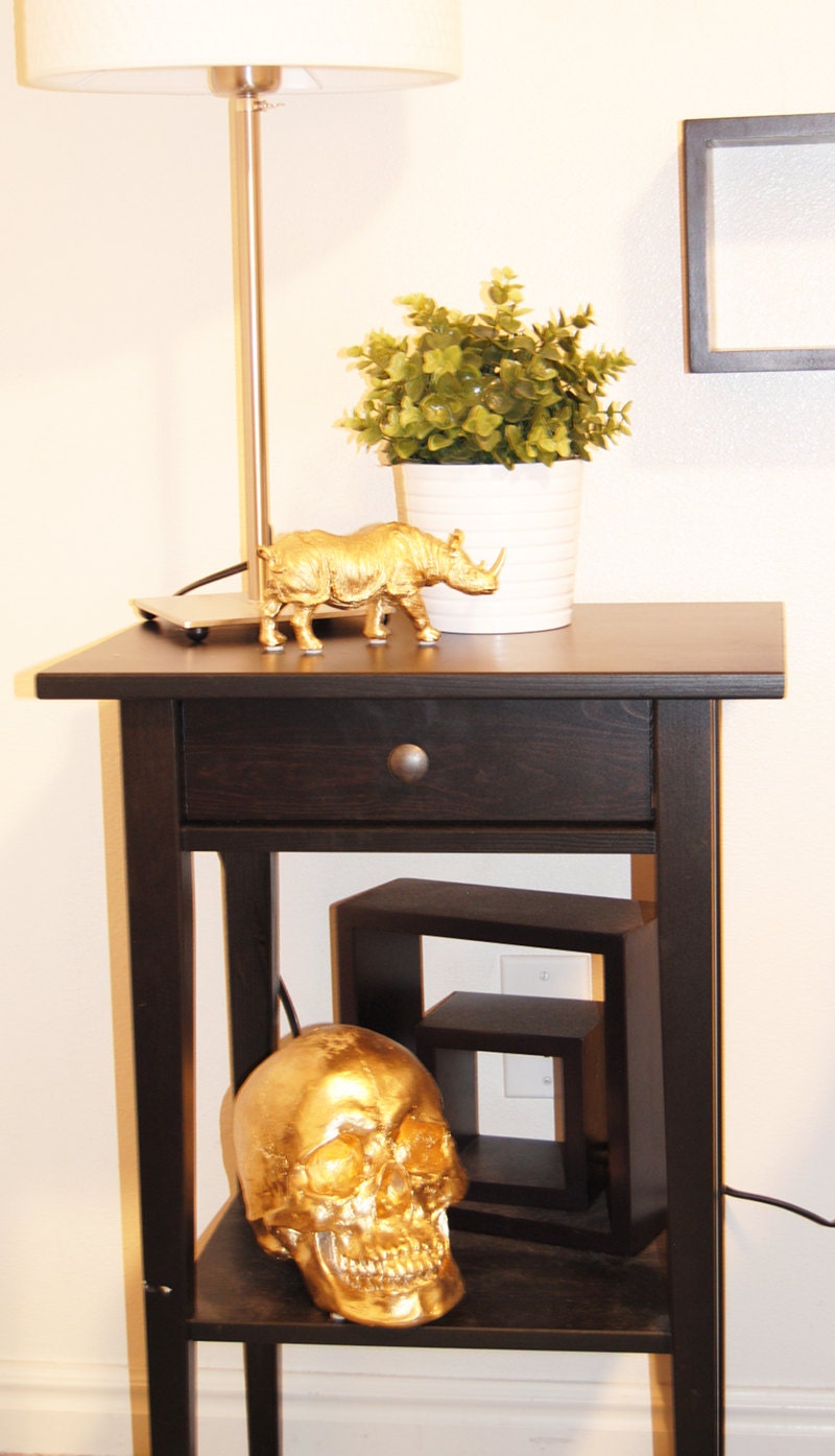 The Scotch - Black Table Top Rhino Decoration - Animal Statue - Faux Taxidermy