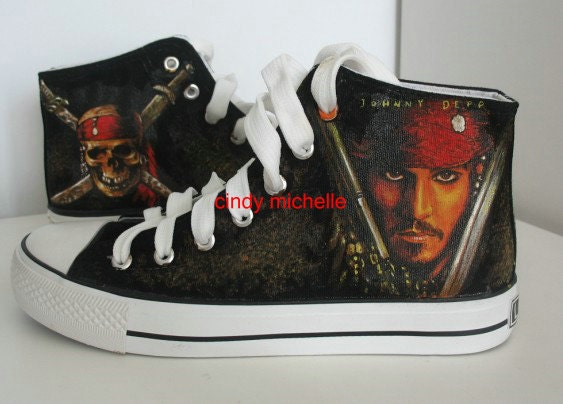 custom converse pirates of carribean  shoes johny depp  hand painted on Converse  sneaker great gift