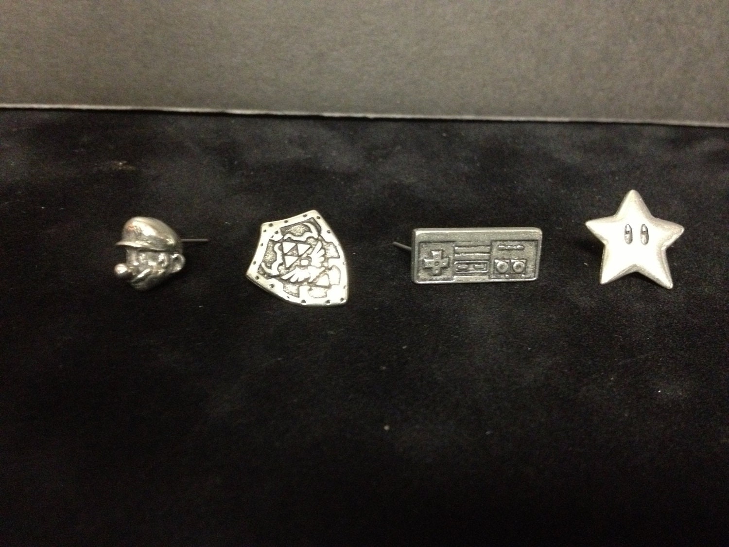 Pewter Nintendo Post Back Earrings