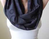 Mother's Day -Infinity Scarf - Circle Scarf  -  Loop Scarf - Black Scarf - Chiffon Fabric