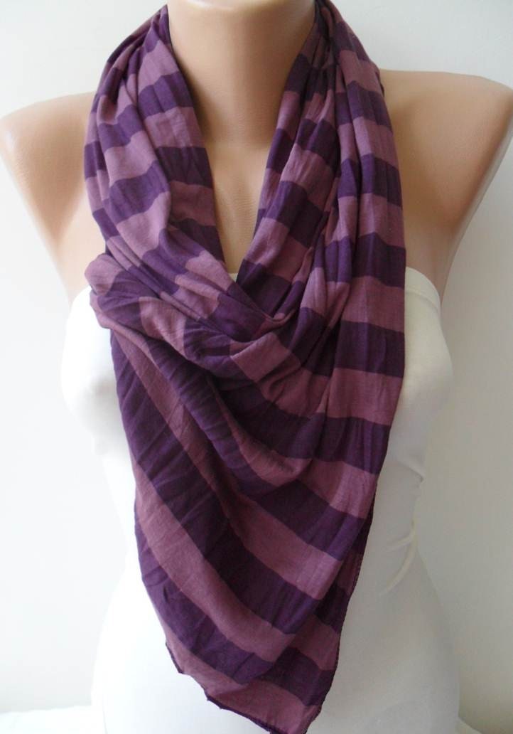 Striped Purple - Combed Cotton Scarf