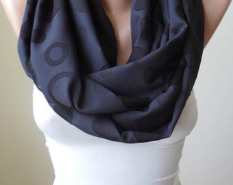 Mother's Day -Infinity Scarf - Circle Scarf  -  Loop Scarf - Black Scarf - Chiffon Fabric