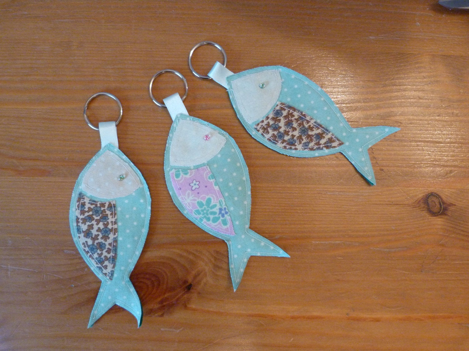 Felt and cotton pastel fish key-ring