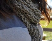 Extra Long Finger Knit Scarf - Organic Cotton - Khaki