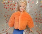 Barbie doll clothes faux fur coat jacket Tony Tiger orange