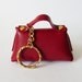 Coin Purse - Mini Handbag - Leather Coin Bag in Burgundy Red with Key Ring - Key Holder and Gadget Bag