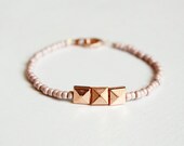 rose gold pyramid bracelet - delicate dainty stud jewelry