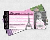 PARIS PARTY INVITATIONS Boarding Pass Birthday Tickets - (print your own) Personalized Printable