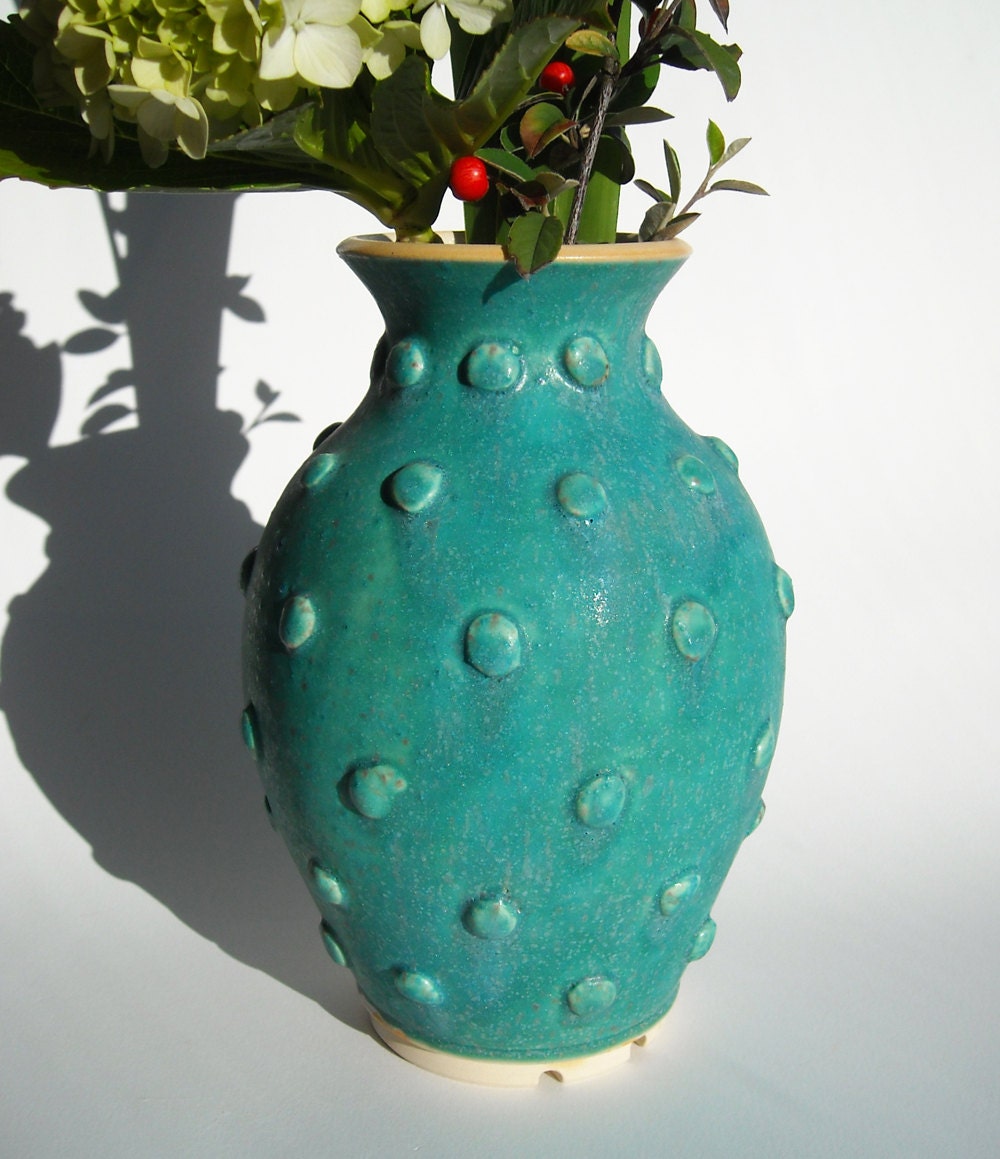 Vase, Jade green with bumps