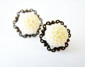 ivory cabochon 15 mm earring post antique brass style wedding jewelry bridal jewelry bridesmaids gift