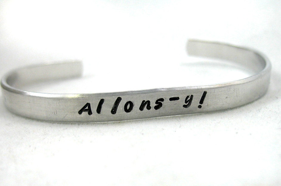 Allons-y - Hand Stamped Doctor Who Bracelet - Adjustable,  Cuff