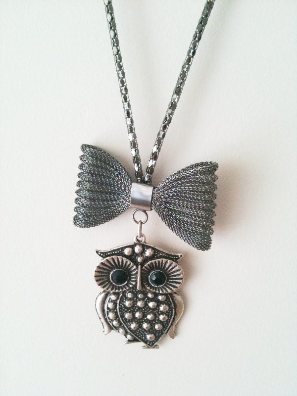 Owl Necklace with bow