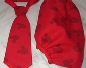 Baby Boy / Toddler Mickey Mouse Diaper Cover and Tie for First Birthday Outfit or Cake Smash.