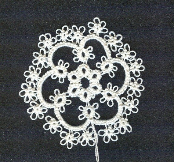 set of 3 Lace Tatted snowflake