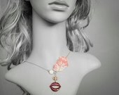 lace necklace-Red Lip Wind-Victorian Style red lace Necklace, elegant and sophisticated handmade jewelry,ready to ship