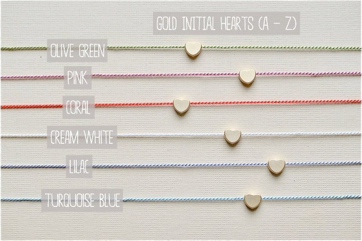 lovely heart initial bracelet - gold or silver - simple delicate handmade jewelry by fancy lemon