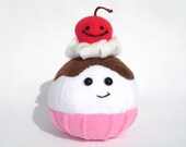 pretend food plush toy ice cream scoop and cherry friend