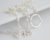 Delicate Pearl Necklace, Gemstone Necklace, Wire Wrapped Necklace, Gemstone Chain