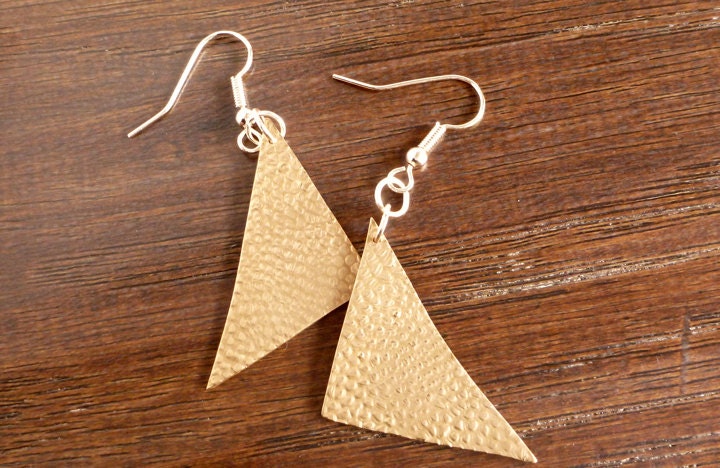 Bronze Triangle Dangle Drop Earrings