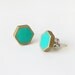 Turquoise Geometric hexagon stud earrings